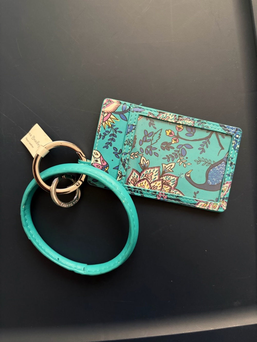 Bangle Keyring Card Holder in Teal Floral Print
